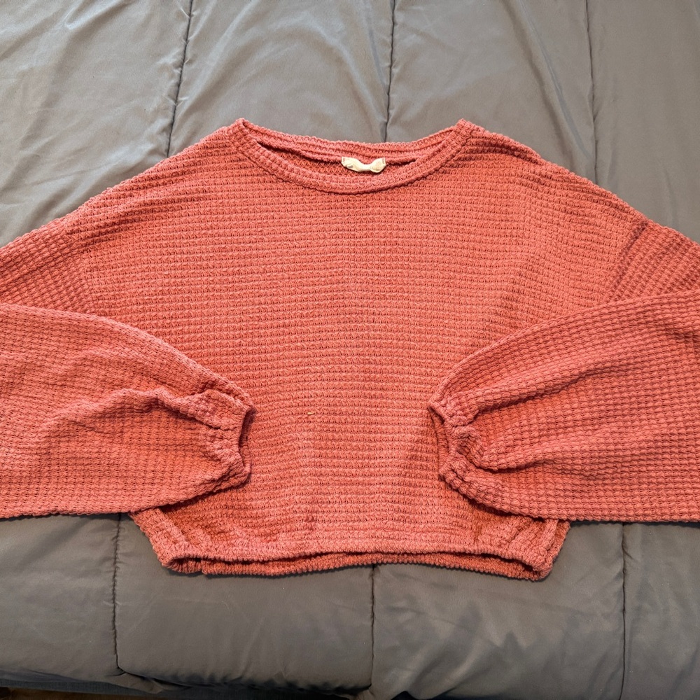Textured Pink Long Sleeve Sweater